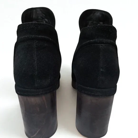 Matisse JOLIE Black Suede Leather Wood Sole Platform Clog Boot Women's Size 8 - Picture 2 of 5